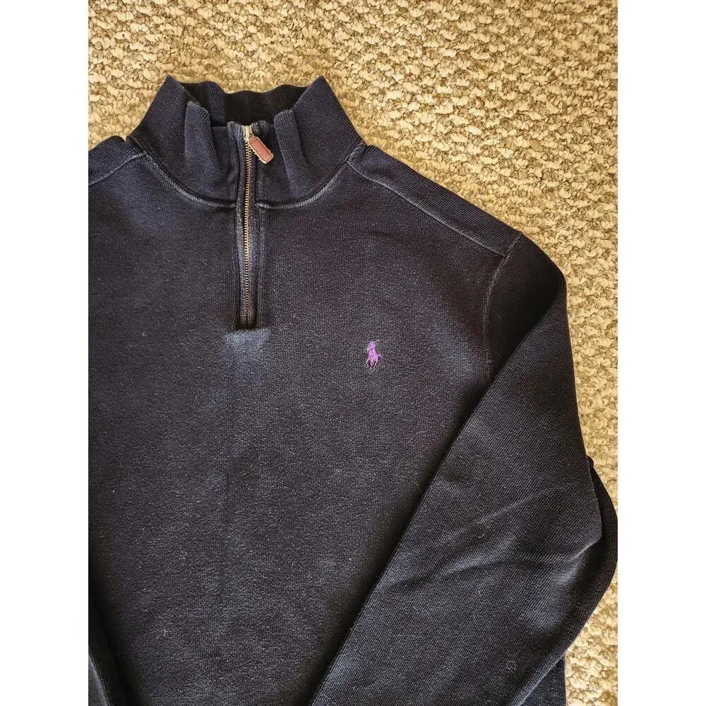 Polo Ralph Lauren Men's XL Black 1/4 Zip Sweater Pullover Classic Preppy